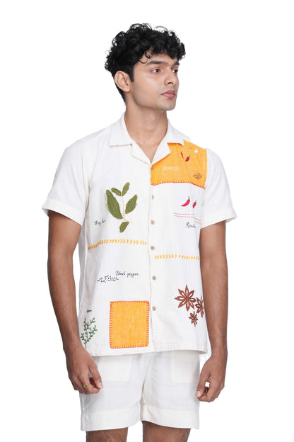 Hand Embroidered Kerala Spice Trail Patch Handloom Unisex Shirt