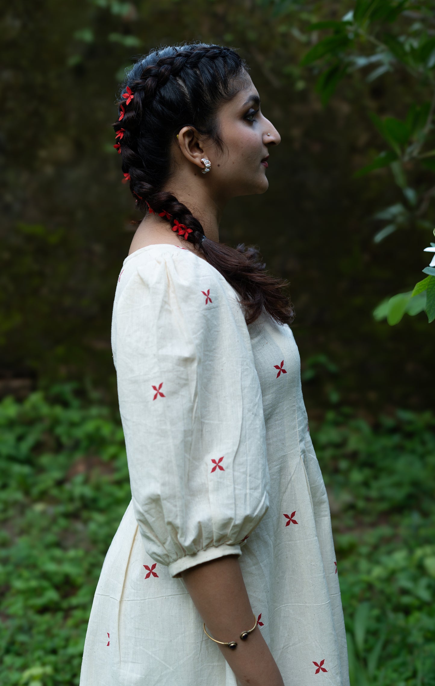 Maroon Chethi Poovu Handloom Dress