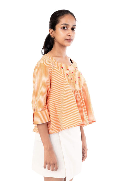 Handloom Orange Stripes Tunic