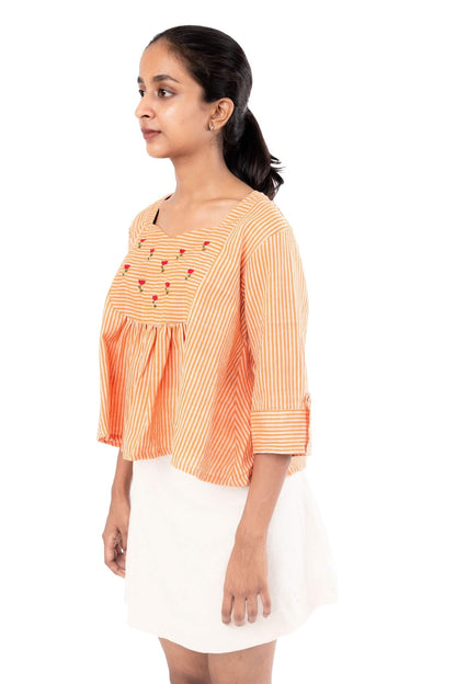 Handloom Orange Stripes Tunic