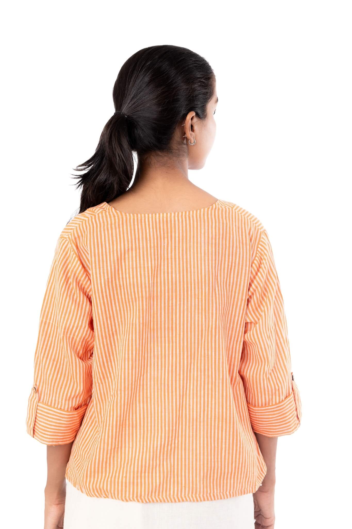 Handloom Orange Stripes Tunic