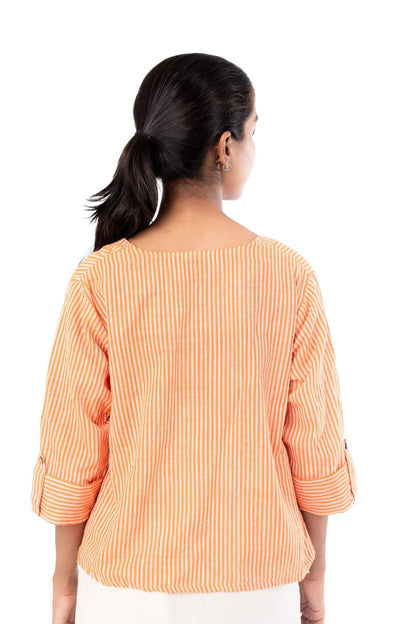 Handloom Orange Stripes Tunic