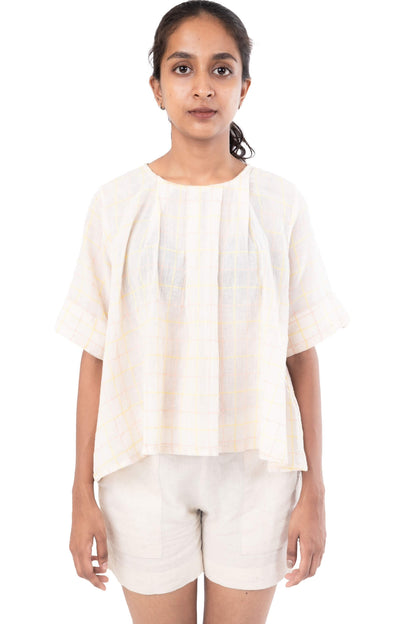 Off White Cotton Crepe Handloom Tunic