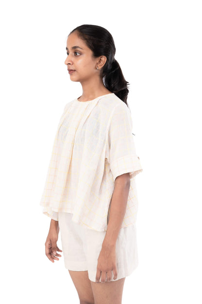 Off White Cotton Crepe Handloom Tunic