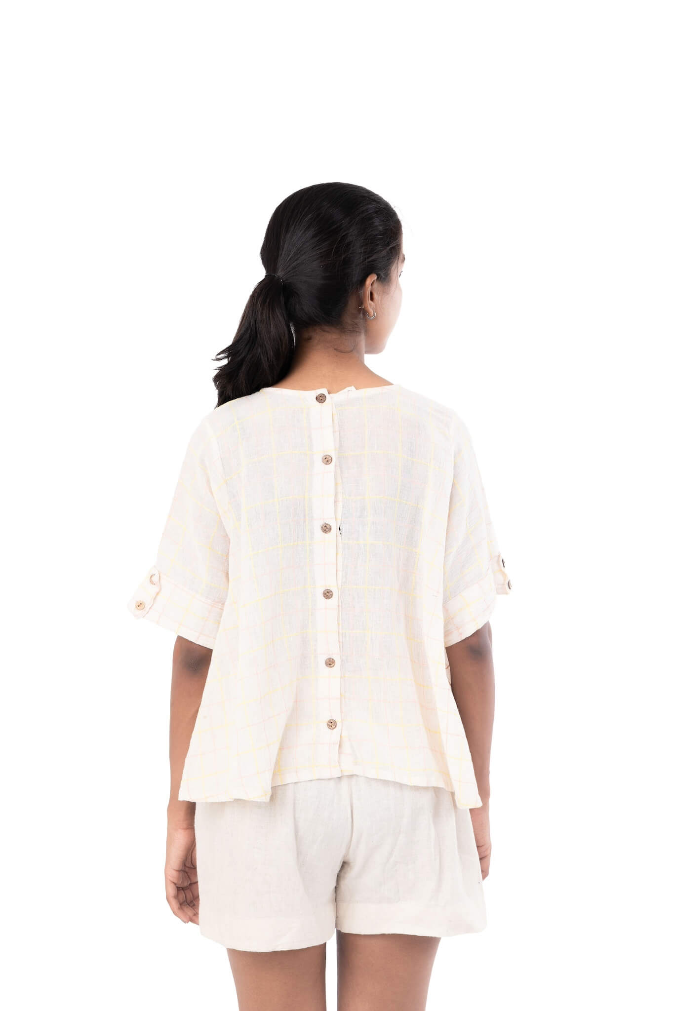 Off White Cotton Crepe Handloom Tunic