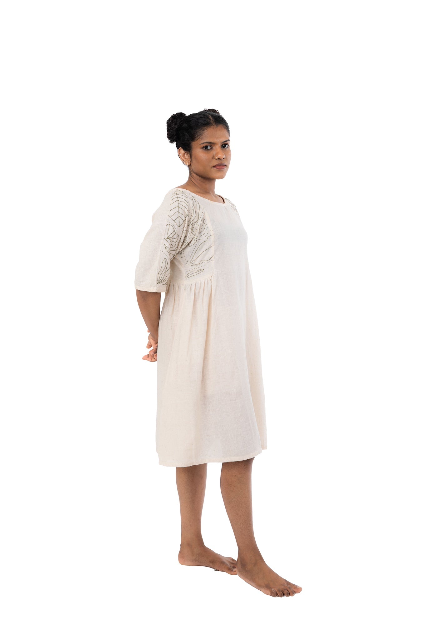 Kimono Sleeve Handloom Hand Embroidered Dress