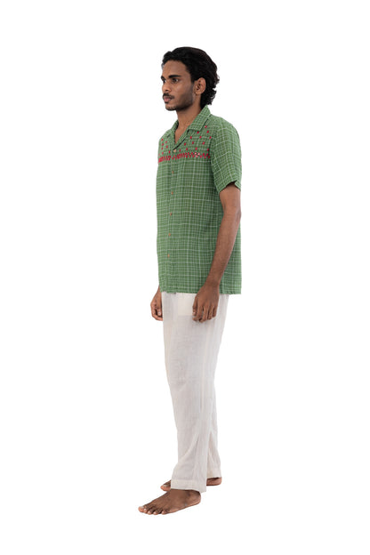 Mirror Work Green Handloom Shirt