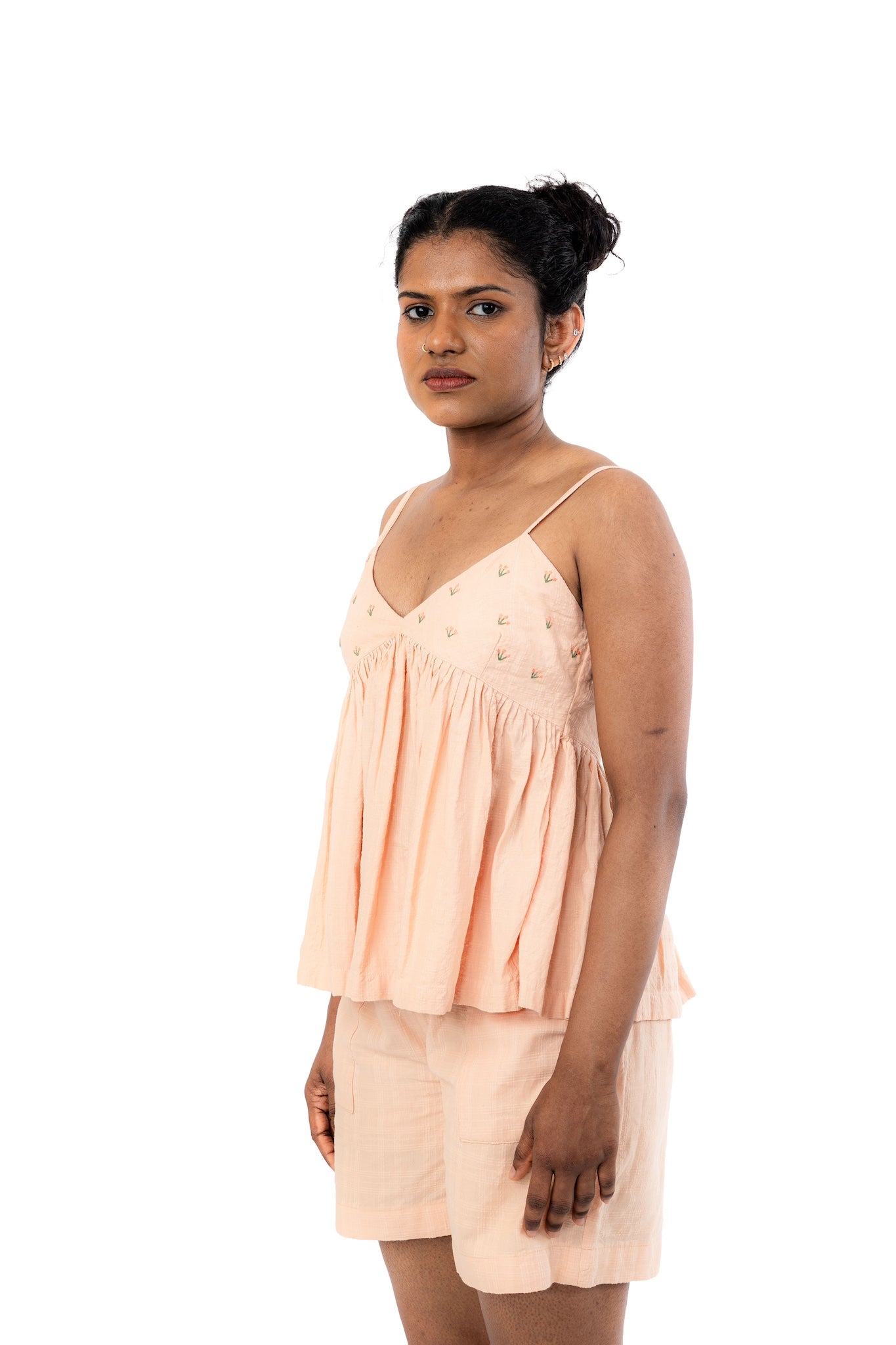 Peach Handloom Crop Top