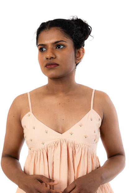 Peach Handloom Crop Top