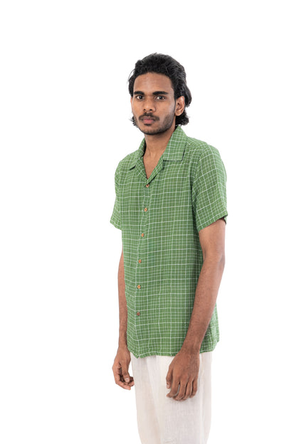 Handloom Cotton Crepe Green Shirt