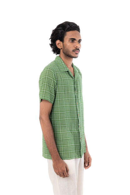 Handloom Cotton Crepe Green Shirt