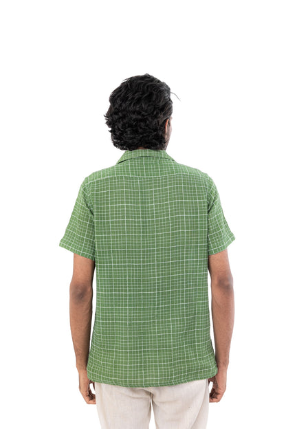 Handloom Cotton Crepe Green Shirt