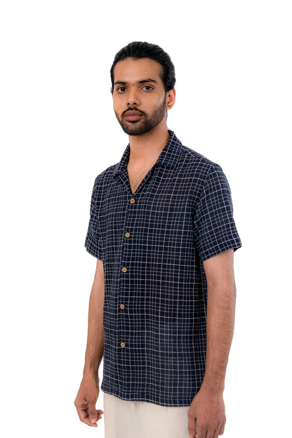 Black with white Check  Handloom shirt