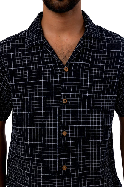 Black with white Check  Handloom shirt