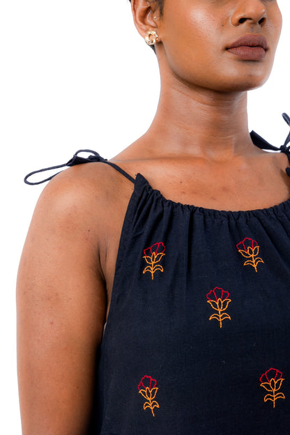 Black Hand Embroidered Dress