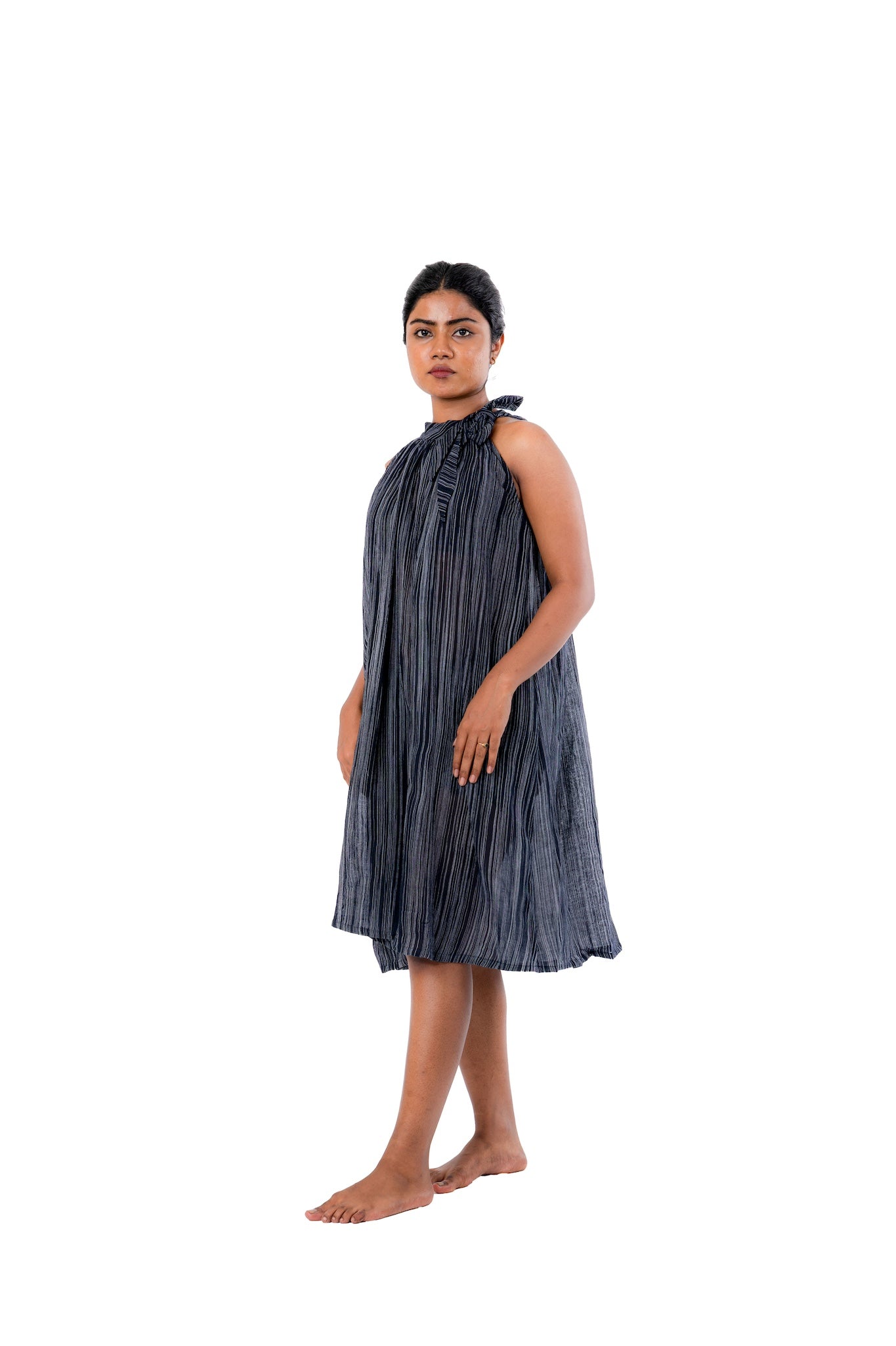 Black Handloom Crepe Dress