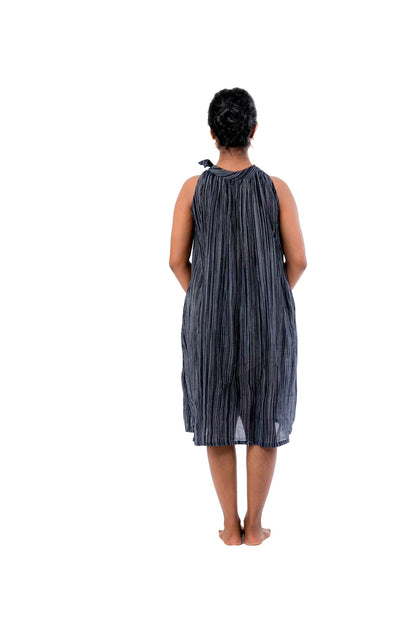 Black Handloom Crepe Dress