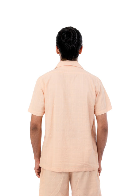 Pastel Orange Hand Embroidered Shirt