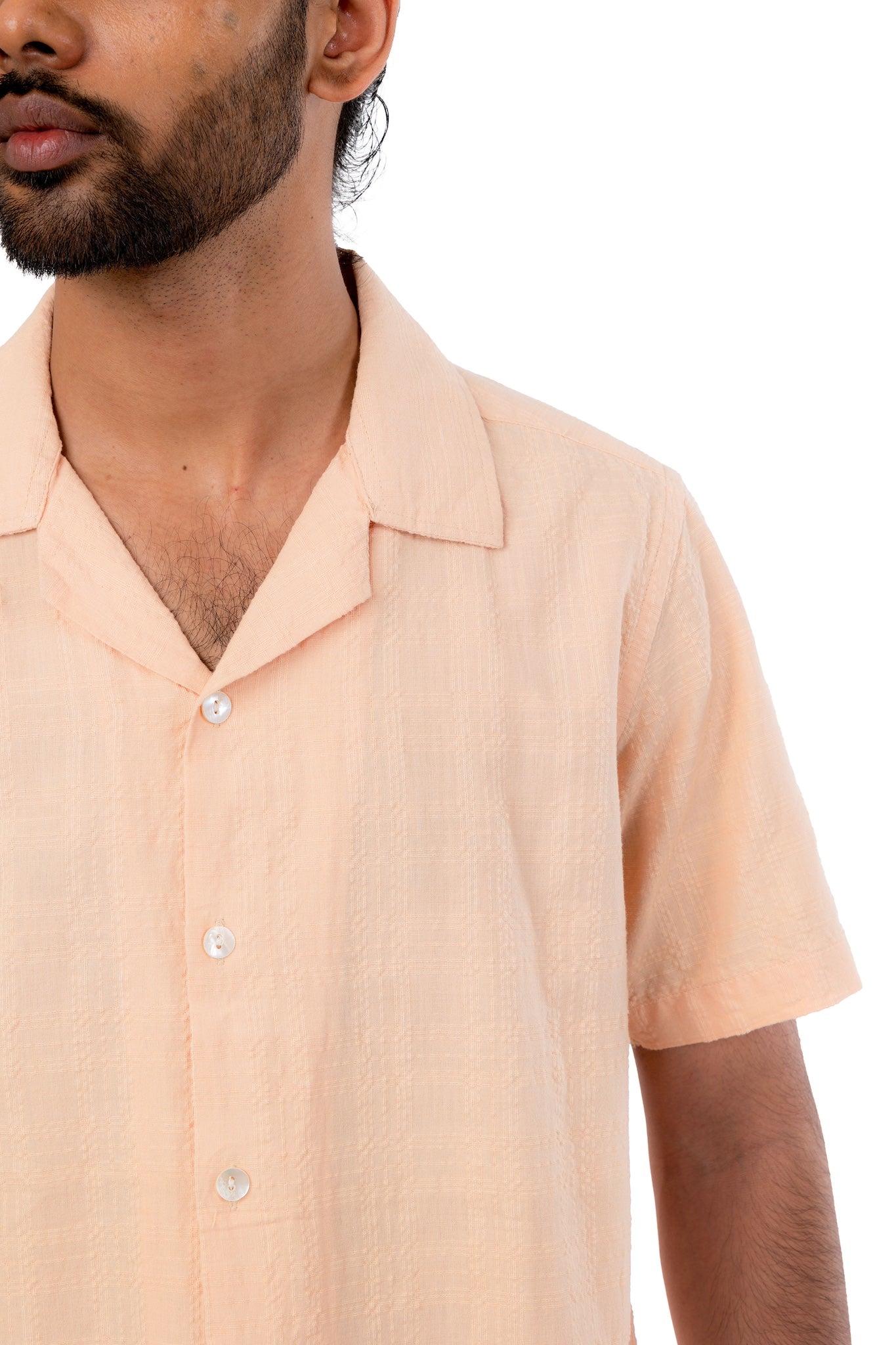 Pastel Orange Hand Embroidered Shirt