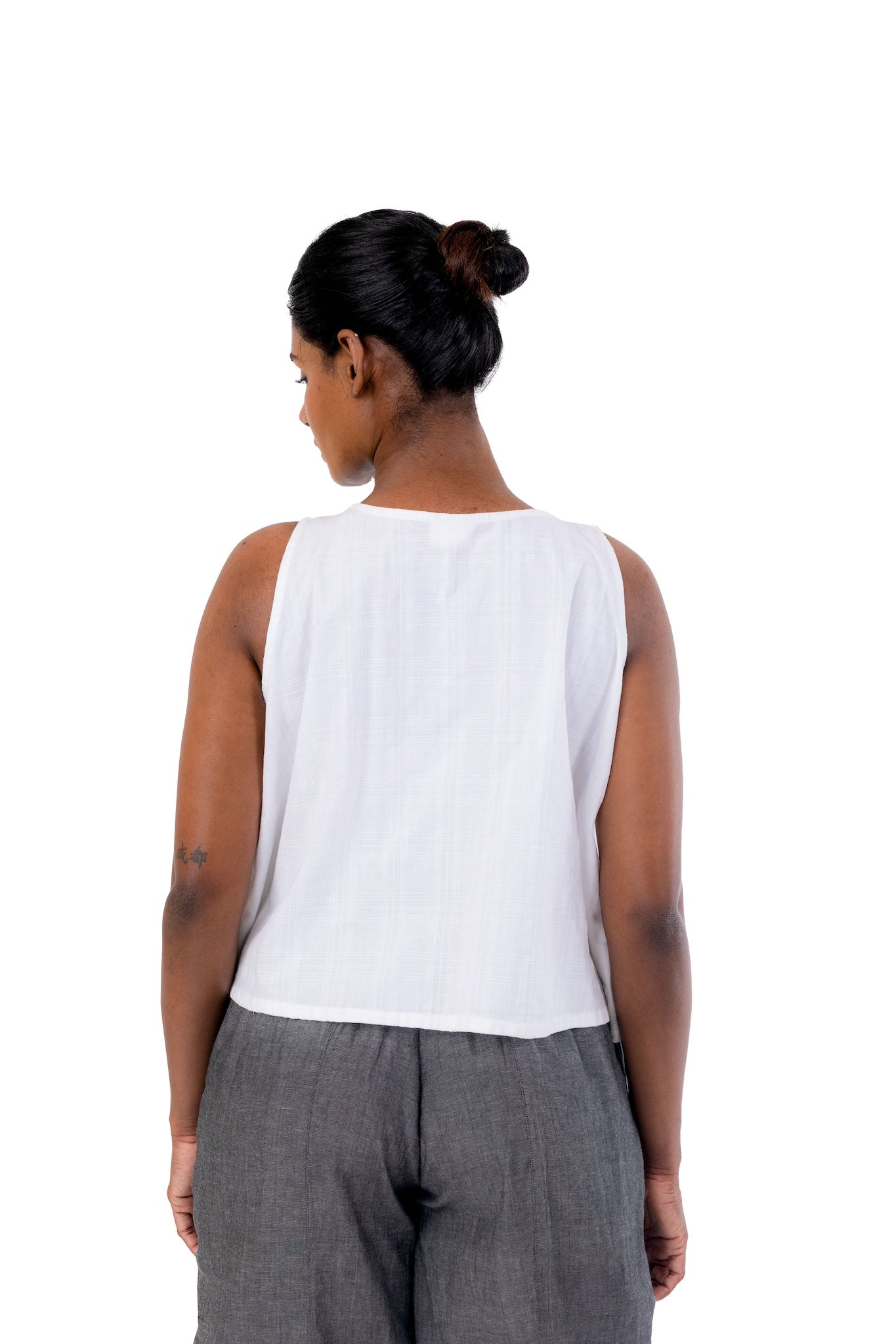 Handloom Sleeveless White Tunic