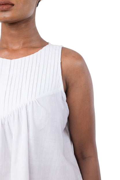 Handloom Sleeveless White Tunic