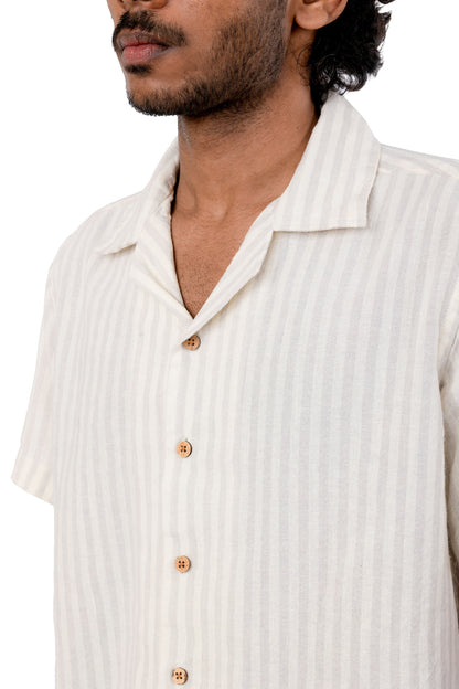 Hand Embroidered Handloom Linen Blend Shirt