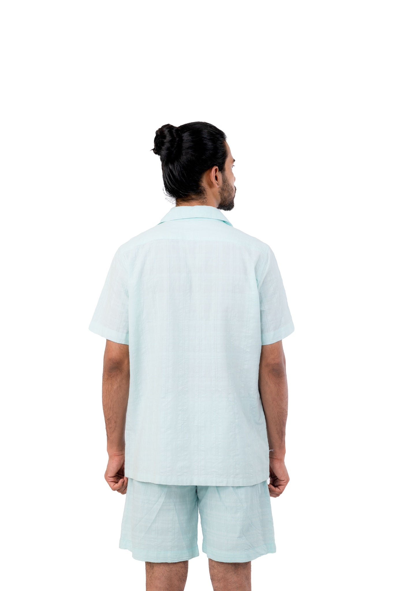 Pastel Blue White Embroidered Shirt