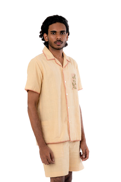 Hand Embroidered Handloom Pastel Shade Shirt