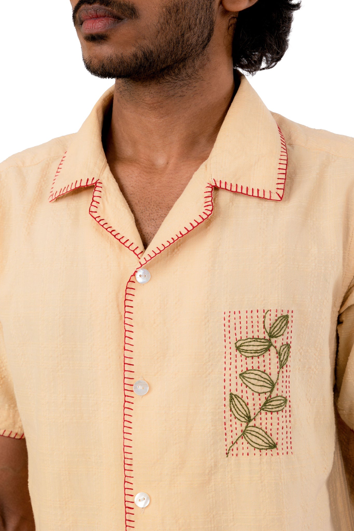 Hand Embroidered Handloom Pastel Shade Shirt