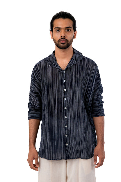 Kimono Style Black Handloom Shirt