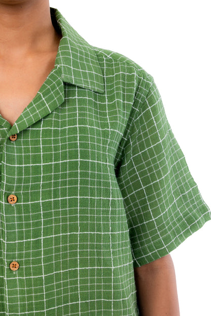 Green Handloom Crepe Unisex Shirt