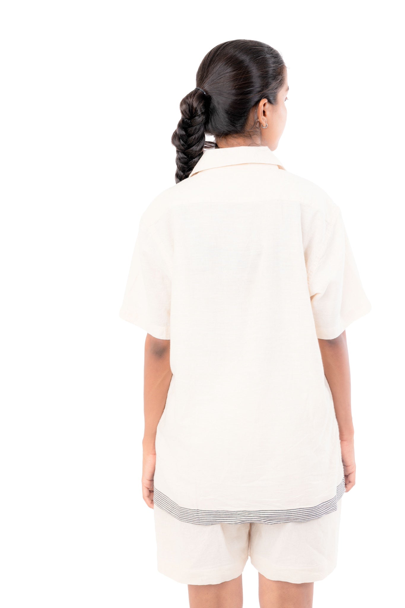 Handloom Off White Shirt with Stripe Border