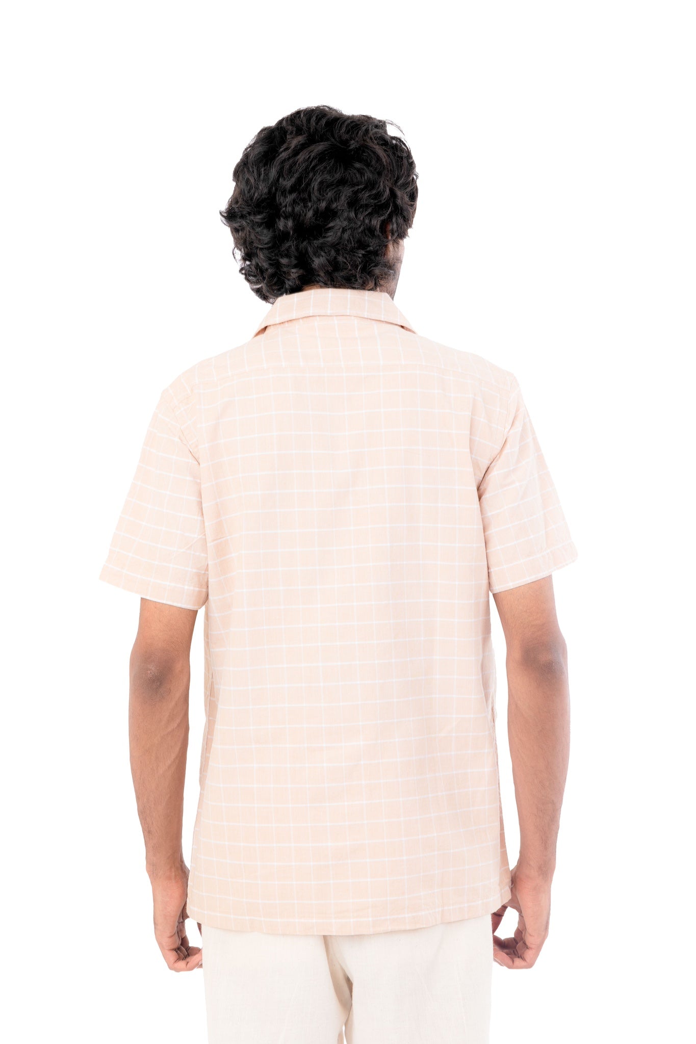 Beige Colour Checks Handloom Shirt