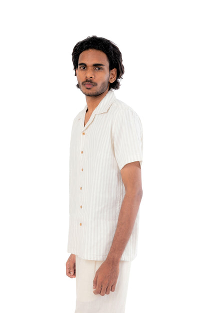 Grey Stripes Handloom Linen Shirt