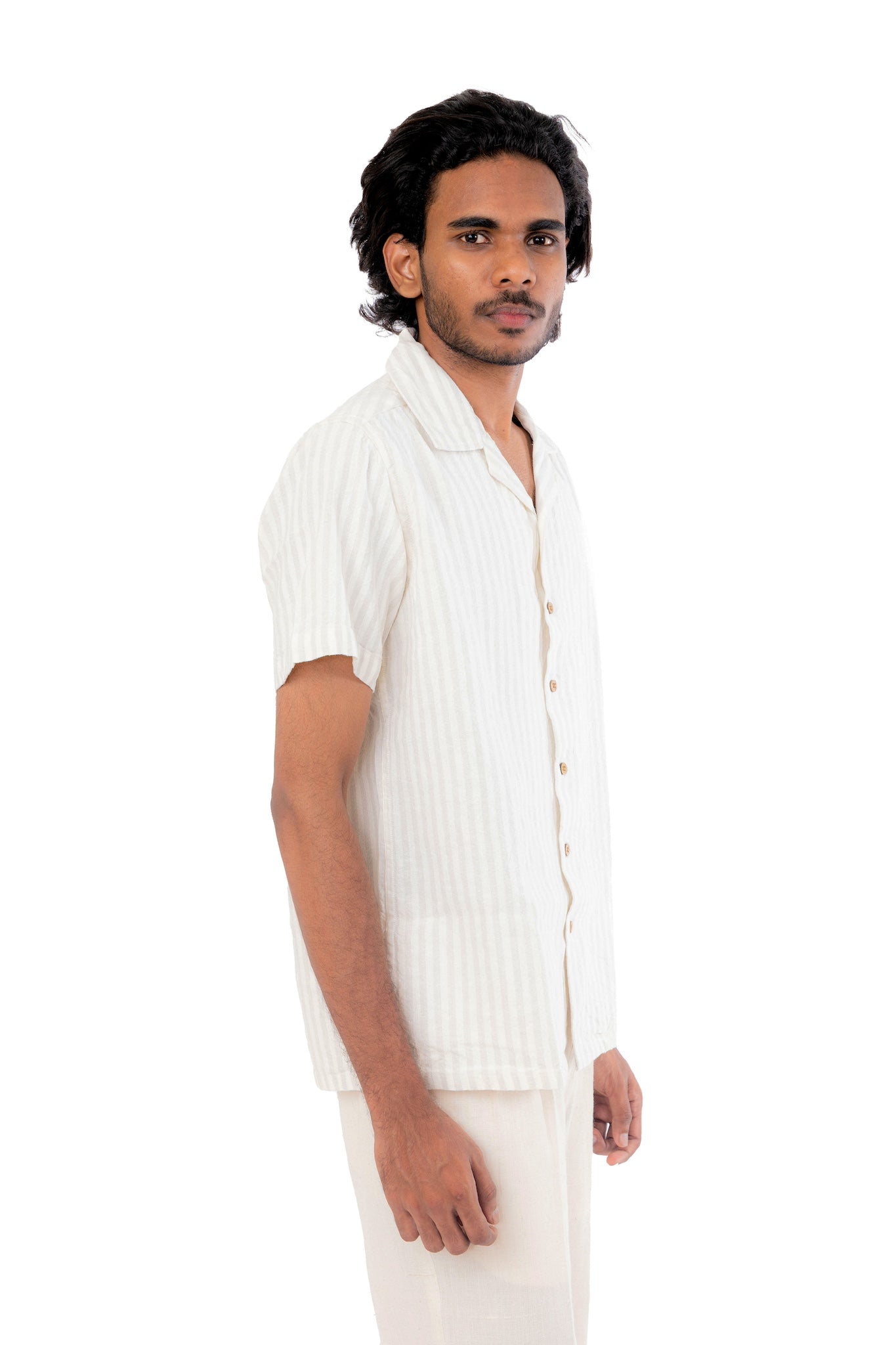 Grey Stripes Handloom Linen Shirt