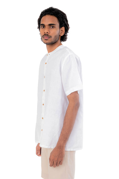 White Handloom Linen Shirt