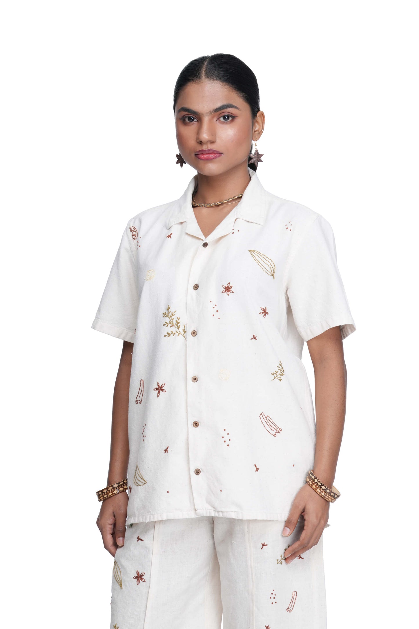 Hand Embroidered Unisex All Over Spices Handloom Shirt.
