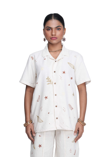 Hand Embroidered Unisex All Over Spices Handloom Shirt.