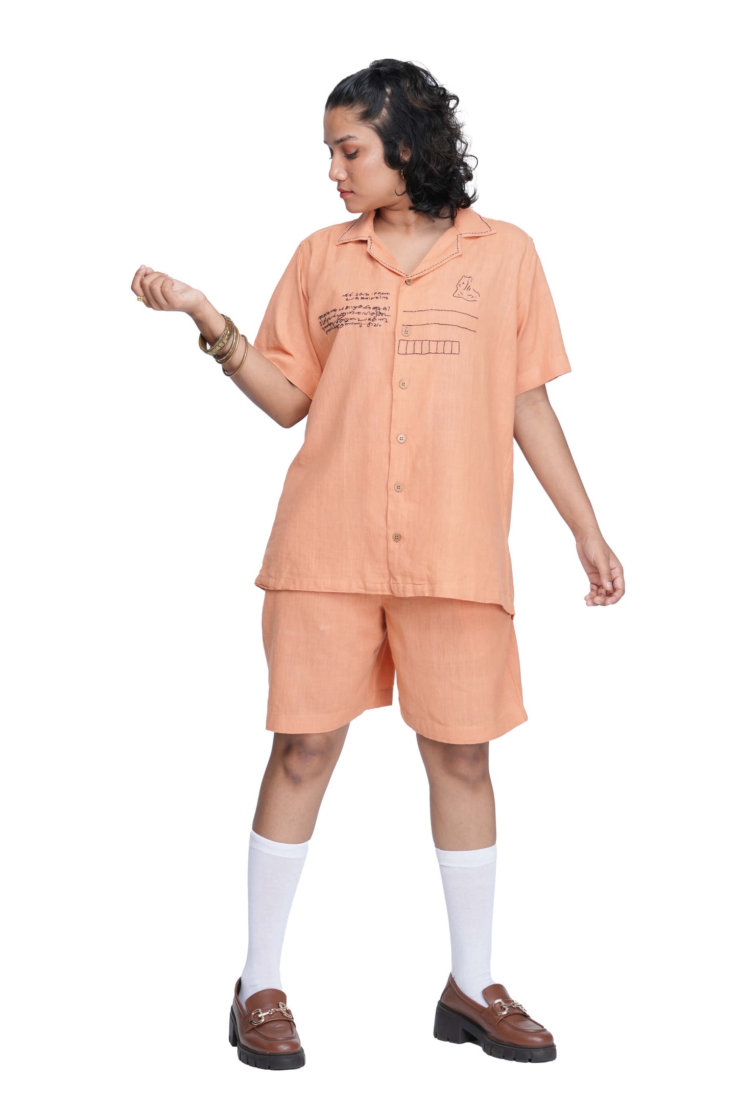 Anchal Kathu Shirt Peach.