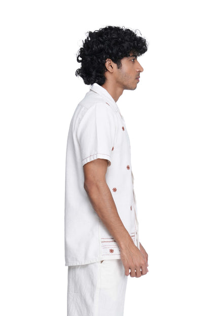 Hand Embroidered Unisex Star Anise All Over Handloom Shirt