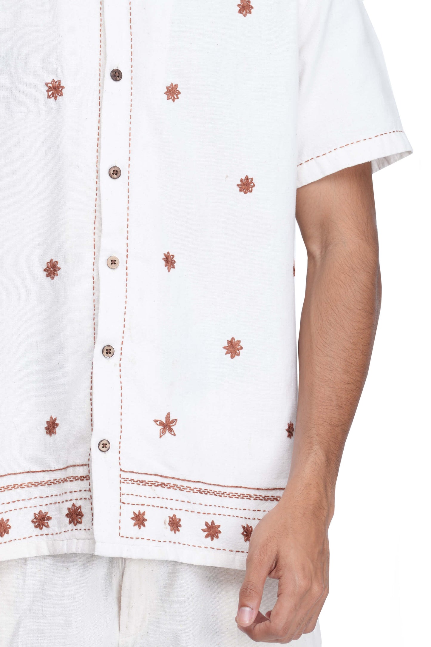 Hand Embroidered Unisex Star Anise All Over Handloom Shirt