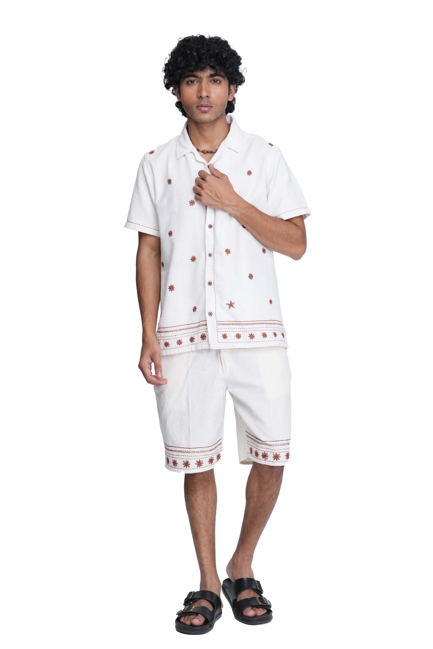 Hand Embroidered Unisex Star Anise All Over Handloom Shirt