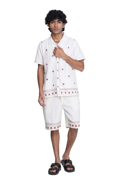 Hand Embroidered Unisex Star Anise All Over Handloom Shirt