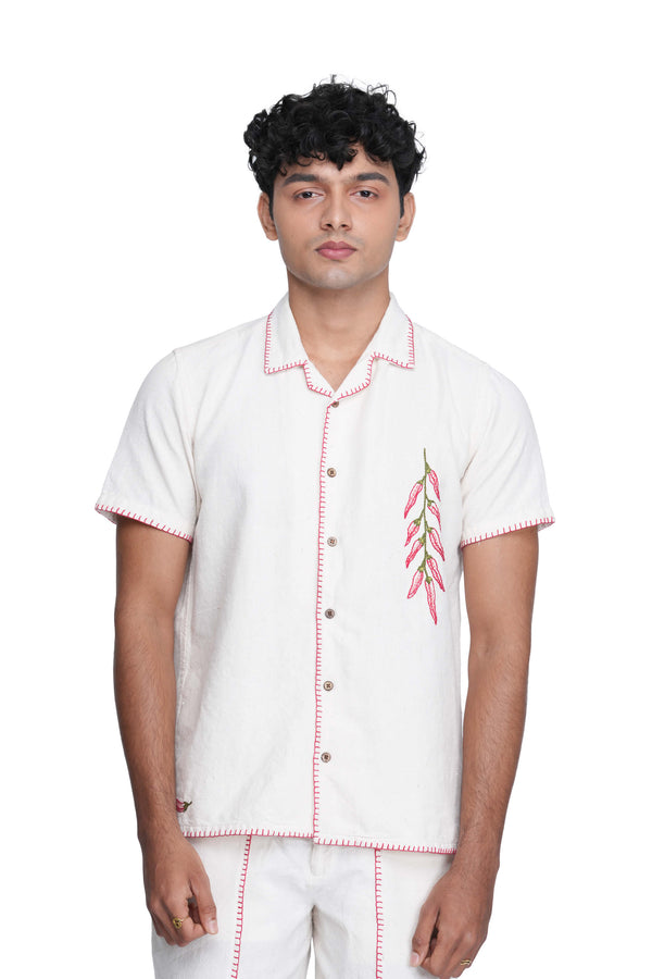 Hand Embroidered Unisex Chilli Handloom Shirt