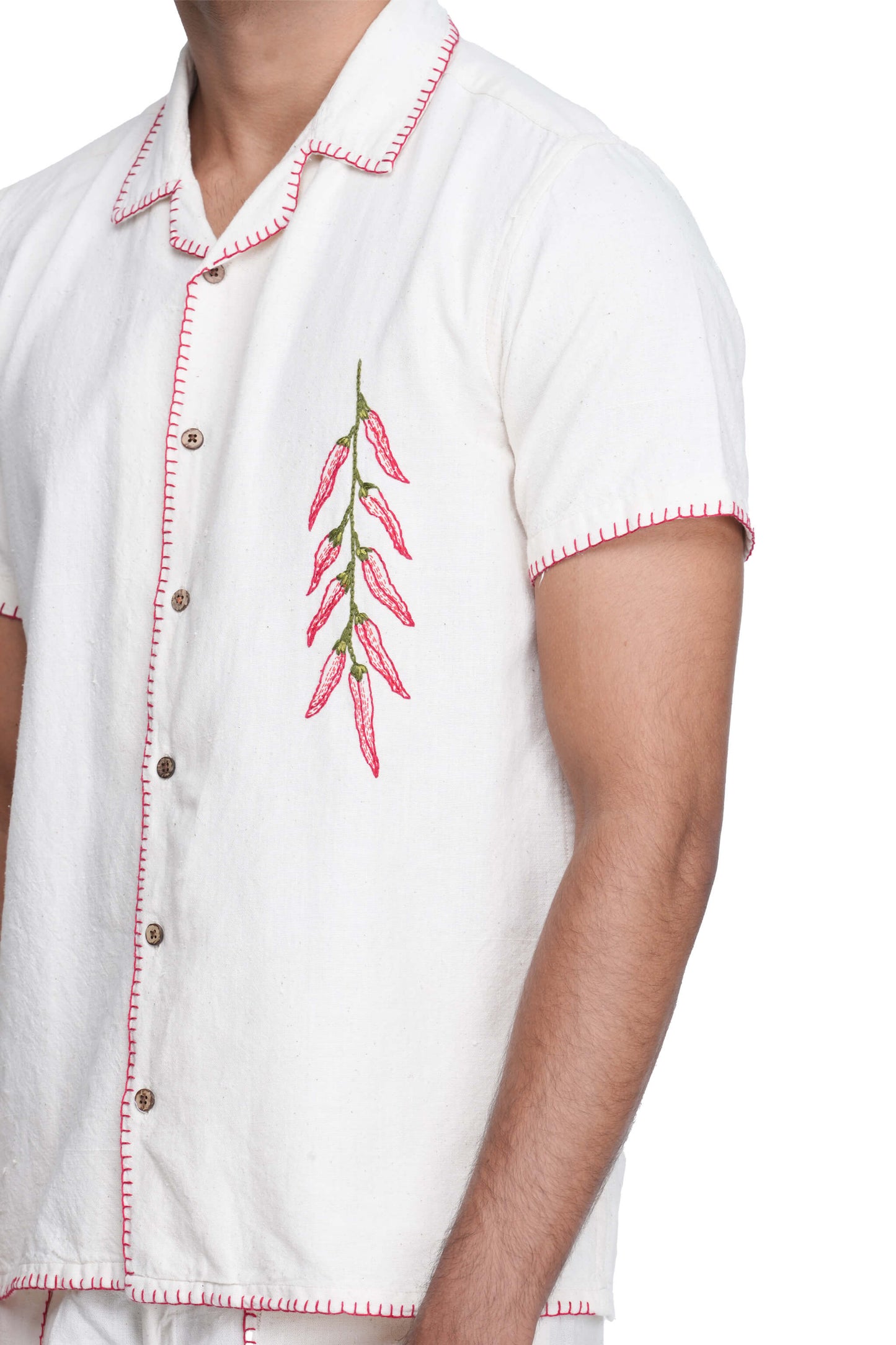 Hand Embroidered Unisex Chilli Handloom Shirt