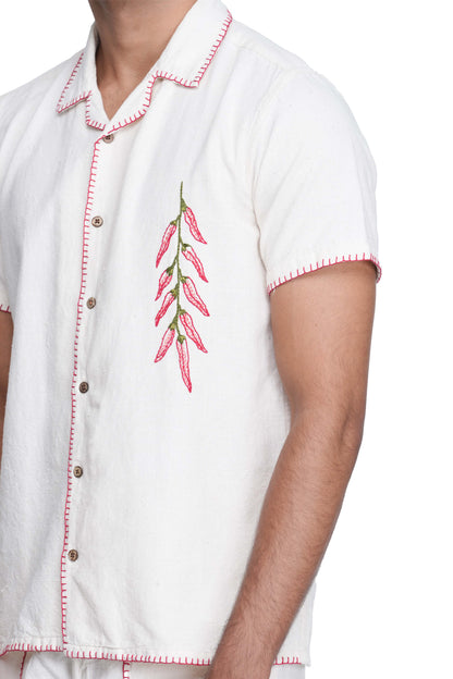 Hand Embroidered Unisex Chilli Handloom Shirt