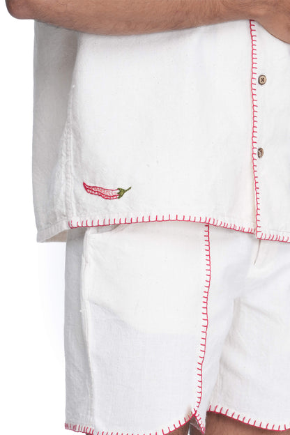 Hand Embroidered Unisex Chilli Handloom Shirt