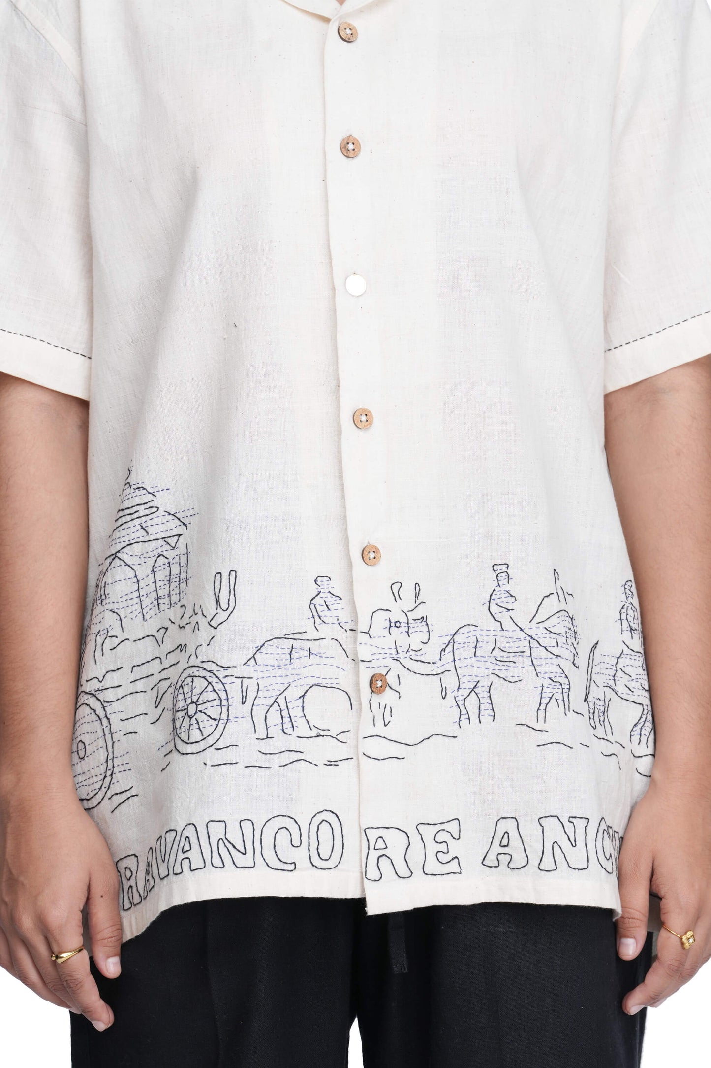 Elephant Cart Stamp Shirt.
