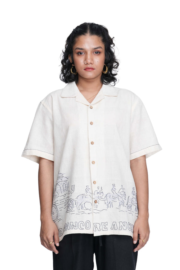 Elephant Cart Stamp Shirt.