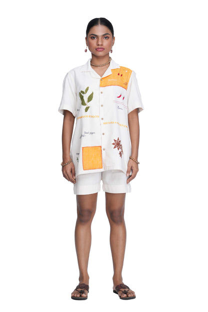 Hand Embroidered Kerala Spice Trail Patch Handloom Unisex Shirt.